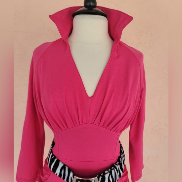 New Pinup Couture Pinup Girl Clothing Deadly Dames Pink Strangelove Wiggle Dress - Picture 5 of 10